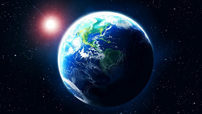 Earth and Sun in Space