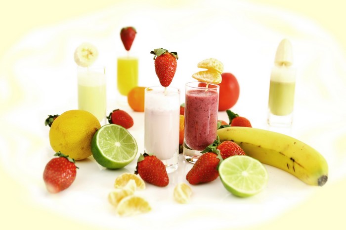 Assortment of Fresh Fruits and Smoothies