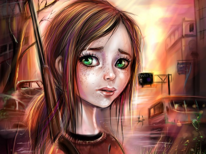 Ellie from The Last of Us with a rifle