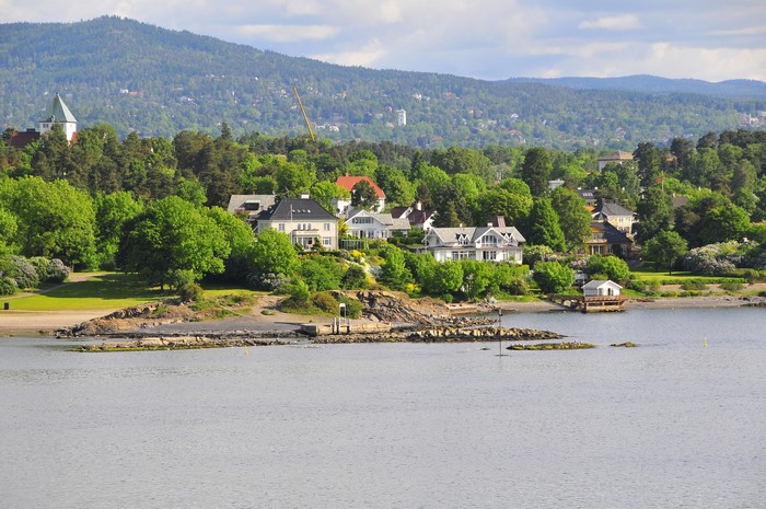 Houses on the coast of Oslo, Norway