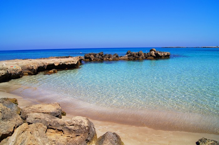 Protaras Cyprus Coastline with Clear Blue Water and Rocks