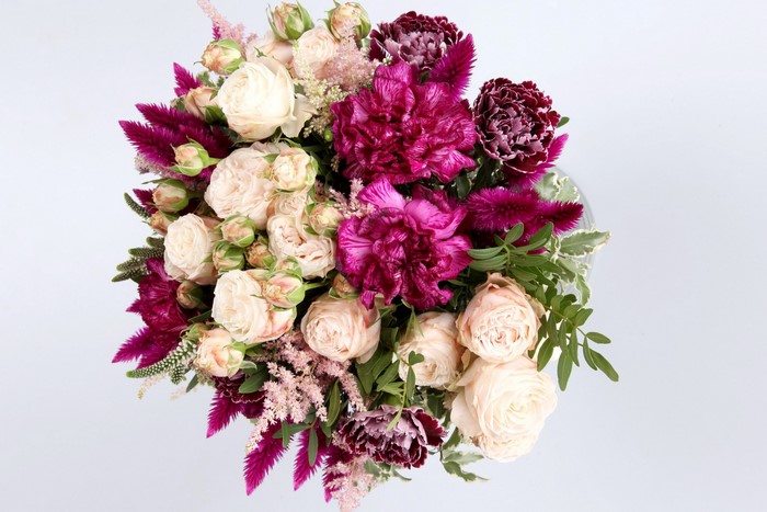 Bouquet of Roses and Celosia Flowers