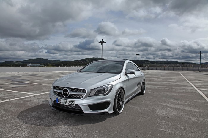 Silver 2013 Vaeth V25 CLA Mercedes-Benz with clouds