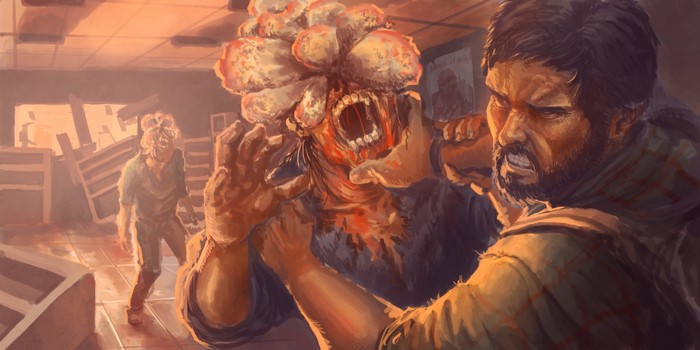 Man fighting a Clicker monster from The Last of Us