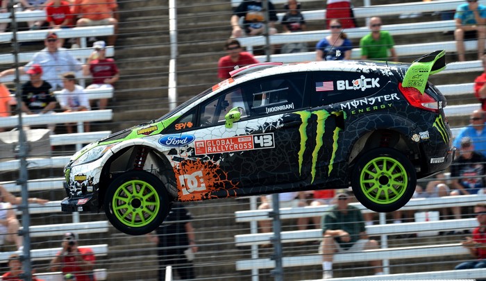 Ken Block's Ford Fiesta Rally Car in Mid-Air