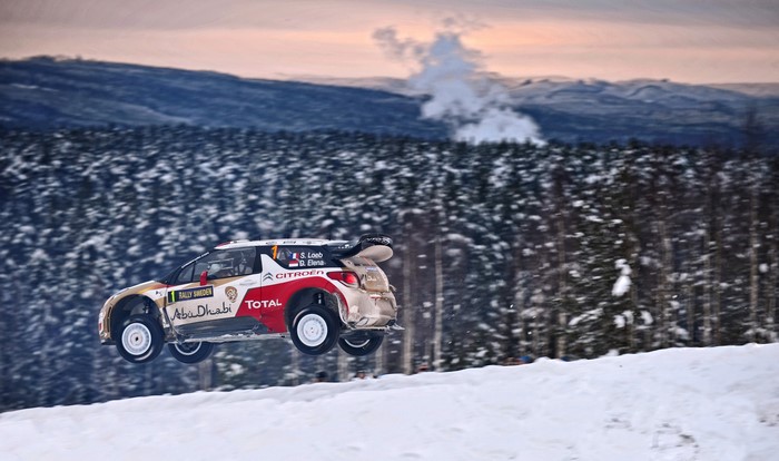 Citroen DS3 Rally Car Flying Over Snow