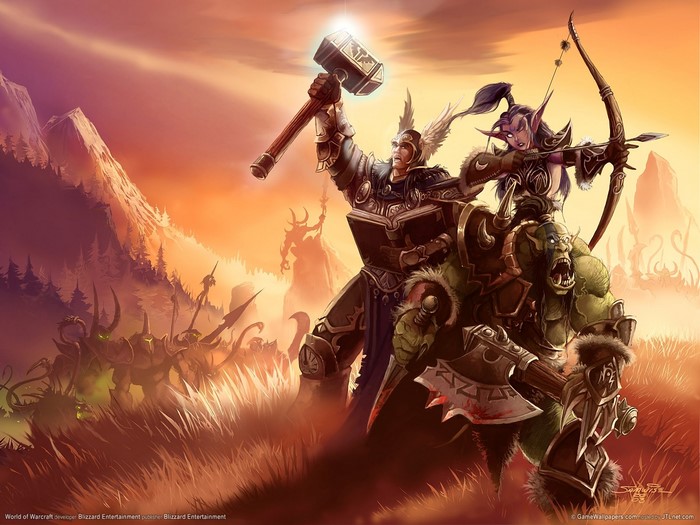 Warriors from World of Warcraft in battle