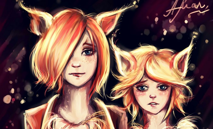 Two anime-style characters with fox ears