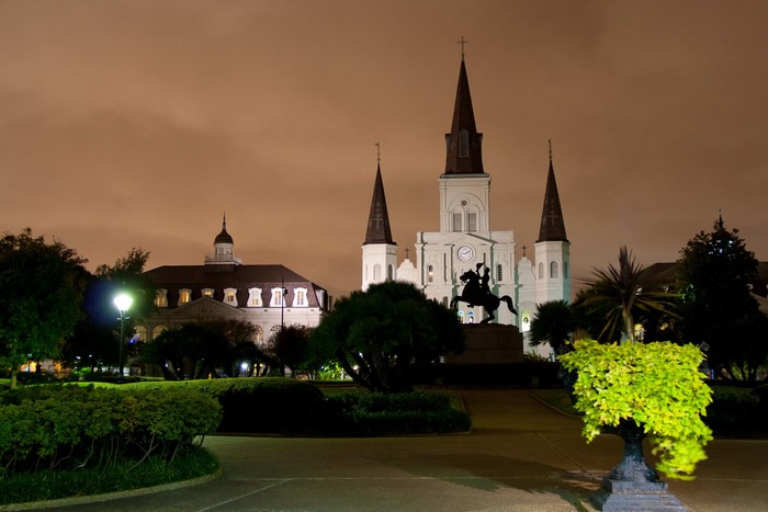 St. Louis Cathedral and Cabildo at Night, New Orleans