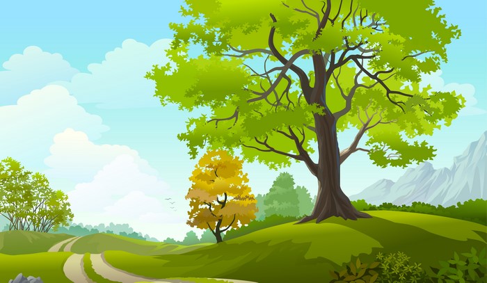 Vector Graphics of Trees and Hills