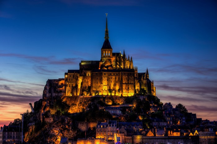 Mont Saint Michel at dusk, France