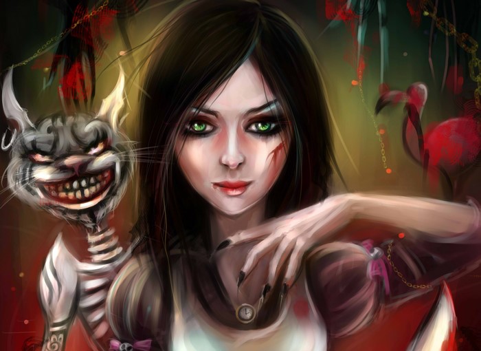 Alice from American McGee's Alice with Cheshire Cat