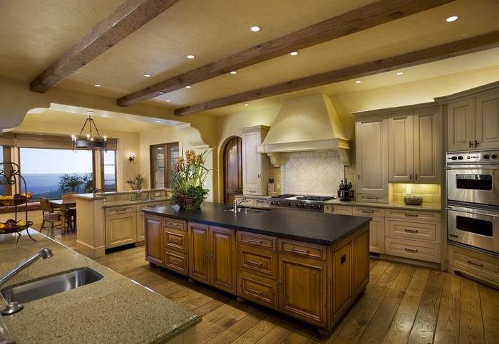 Luxury kitchen with island and dining area