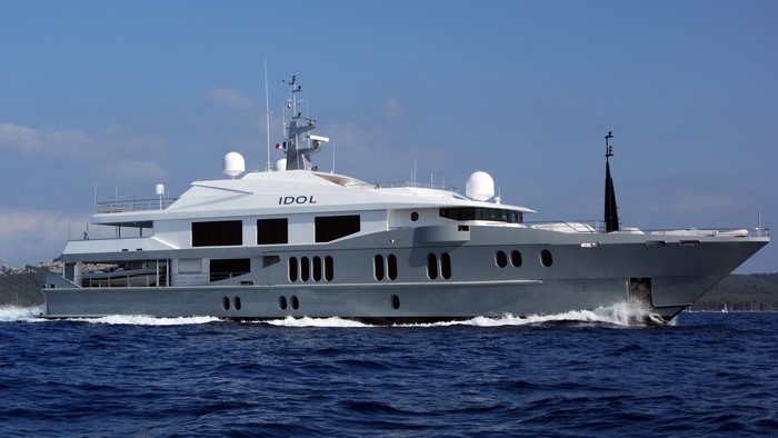 The luxury yacht Idol sailing on the sea