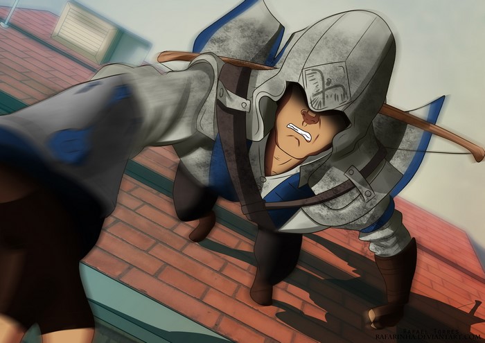 Assassin's Creed character on a rooftop
