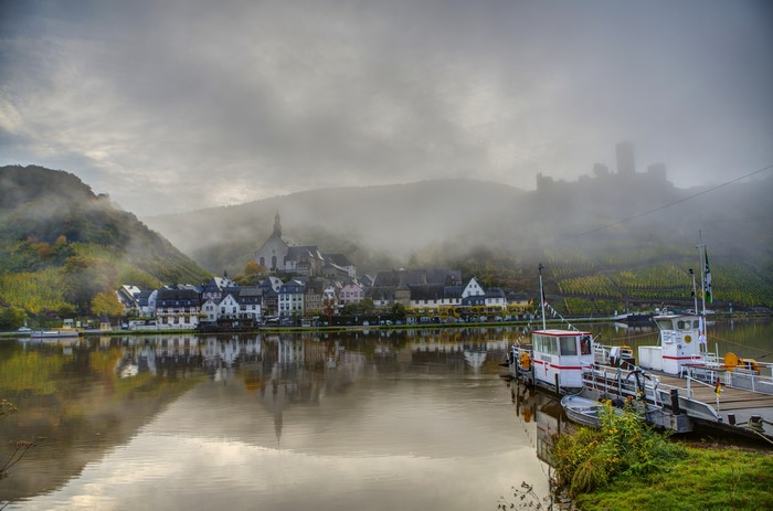 Ellenz-Poltersdorf, Germany, River, Fog, Castle
