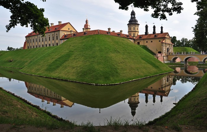 Nesvizh Castle reflected in the pond