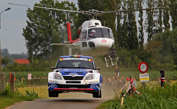 Skoda Fabia Rally Car and Helicopter