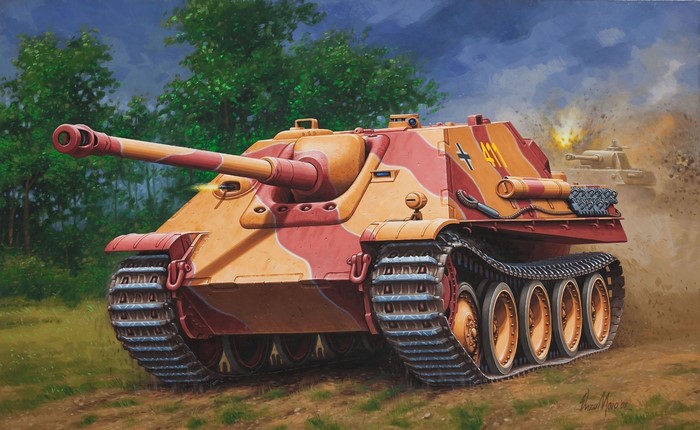 Jagdpanther tank in camouflage painting