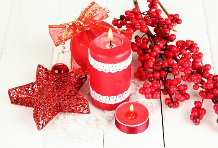 Christmas Candles and Berries