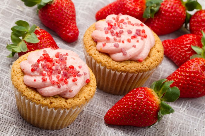 Strawberry Cupcakes with Pink Frosting