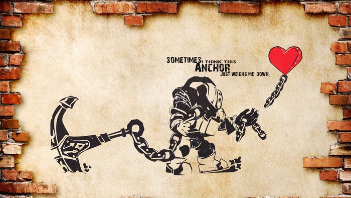 Nautilus from League of Legends with anchor and heart