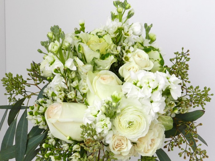 White Roses and Greenery Bouquet