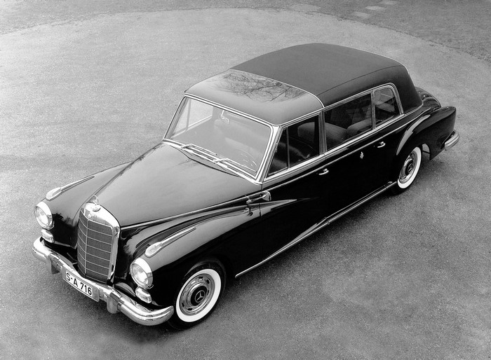 Black Mercedes-Benz limousine with license plate S-A 716