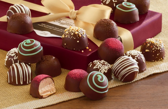 Assortment of Dark Chocolate Truffles with Ribbon