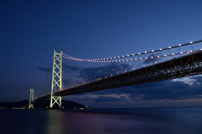 Akashi Kaikyo Bridge at night, Japan