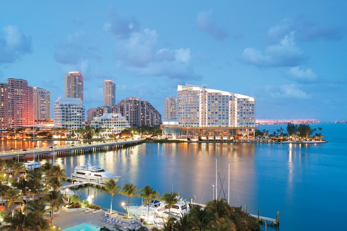 Miami Skyline and Waterfront at Dusk