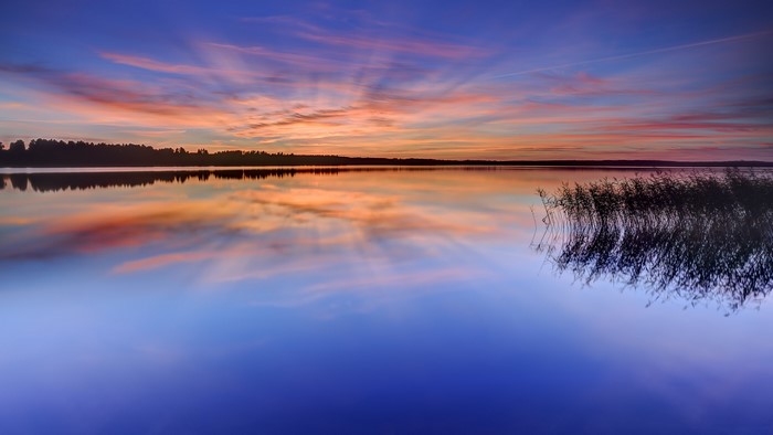 Sunset over a lake in Karlstad, Sweden