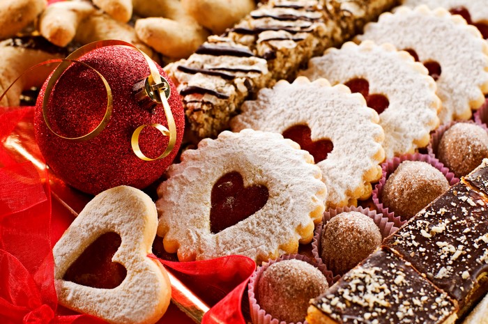 Assortment of Christmas Cookies and Ornaments