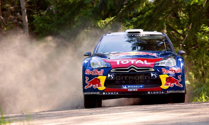 Citroen DS3 WRC rally car on dirt road