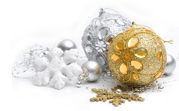 Christmas ornaments and snowflakes