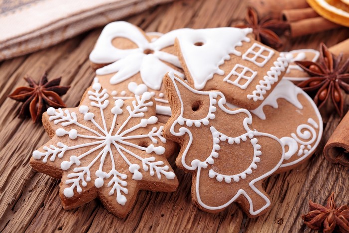 Christmas gingerbread cookies with icing