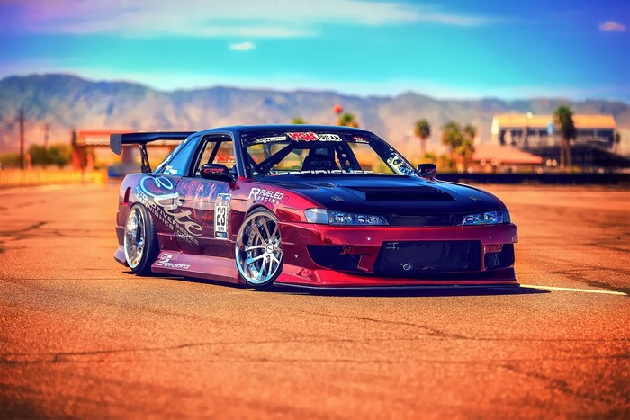 Nissan Silvia S14 Drift Car on Desert Track
