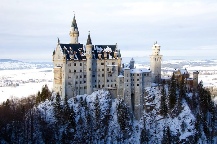 Neuschwanstein Castle in Bavaria, Germany during winter