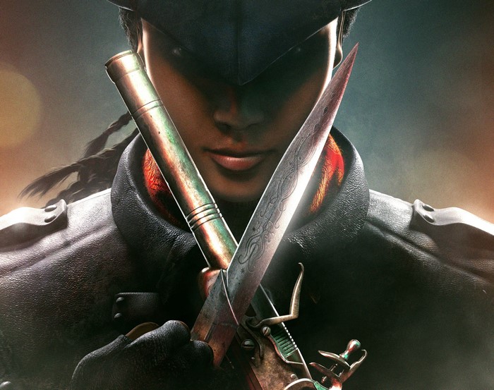 Assassin's Creed character with knife and pistol
