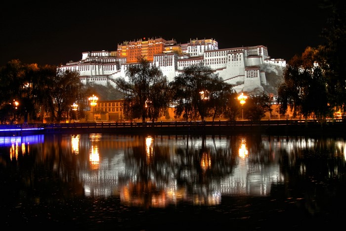 Potala Palace at night in Lhasa, Tibet