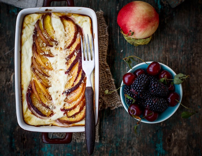 Peach and Berry Cobbler with a Fork