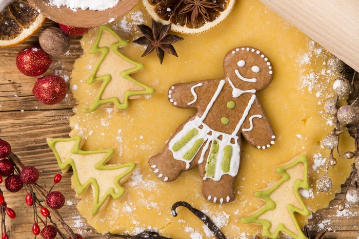 Christmas cookies on dough