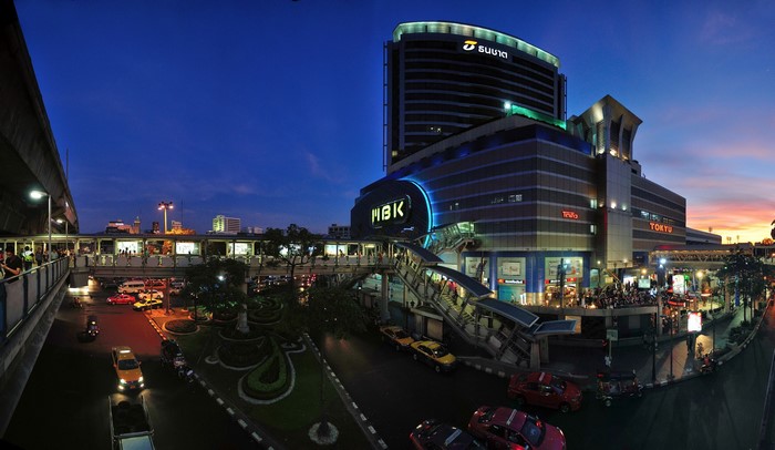 MBK Center and Tokyu Department Store at night in Bangkok, Thailand