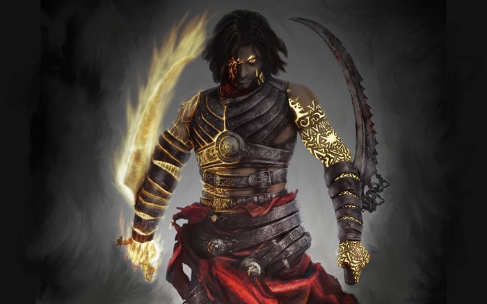Prince of Persia warrior with glowing arms and sword