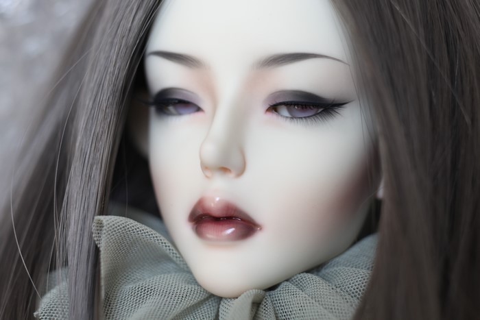 Close-up of a doll's face