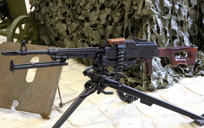 PKM machine gun on a tripod