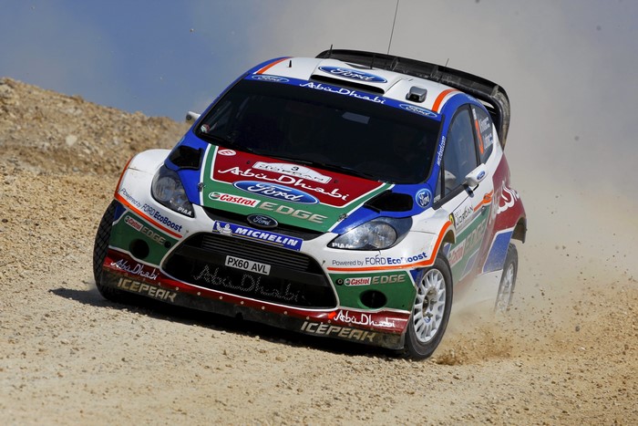 Ford Fiesta rally car on dirt track