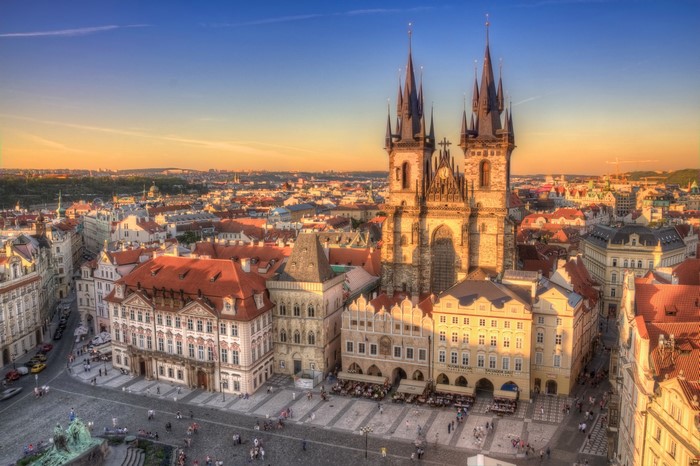 Prague Old Town Square with Church of Our Lady before Týn