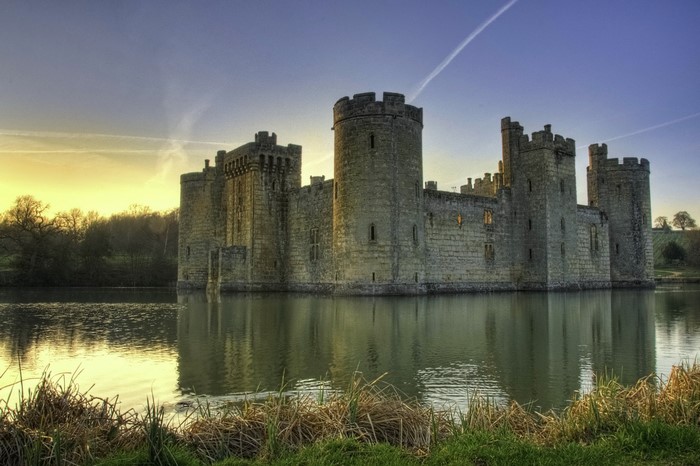 Bodiam Castle in England reflected in water