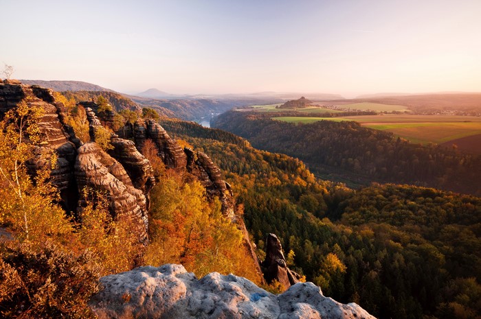 Elbe Sandstone Mountains near Schandau, Germany